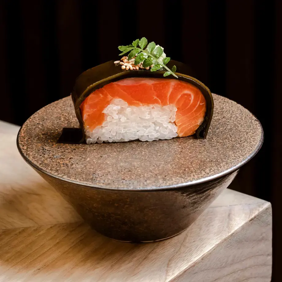 A piece of sushi at Sushi Amamoto in London.