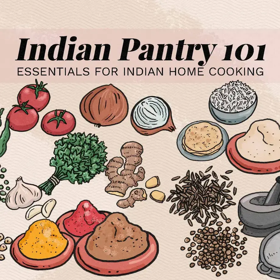 Indian pantry illustration.