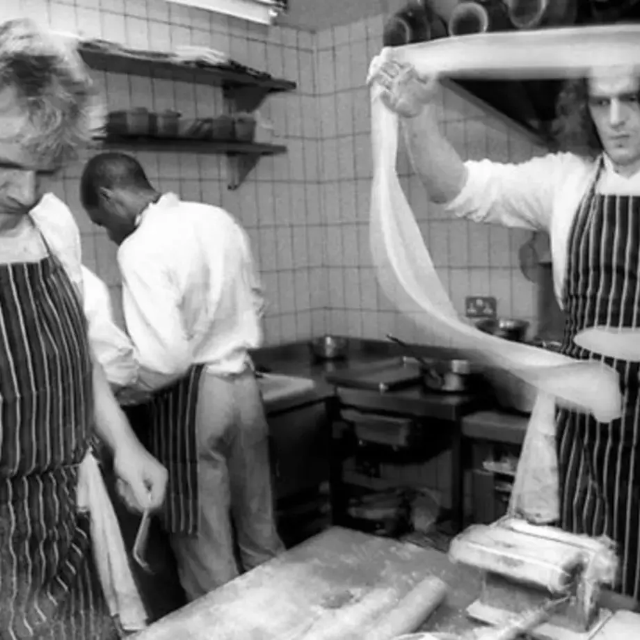 Gordon Ramsay and Marco Pierre White in the kitchen.
