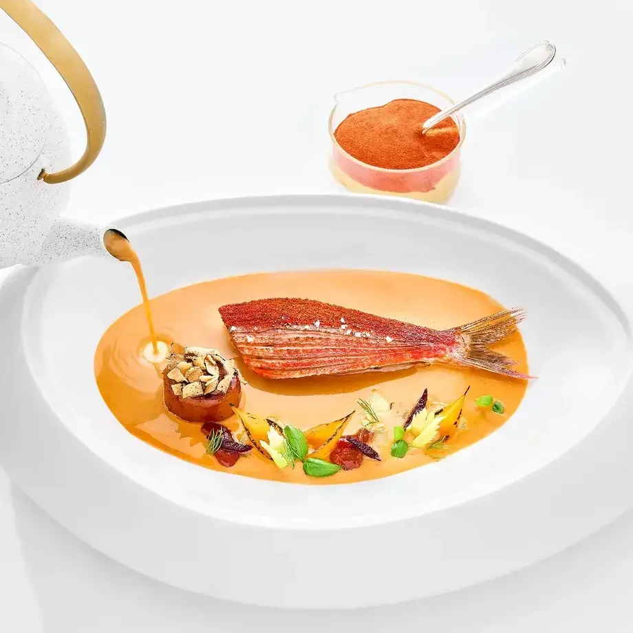 a close up of a fine dining dish