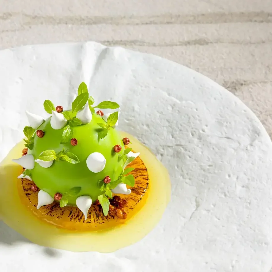 a close up of a dish from schanz. restaurant.