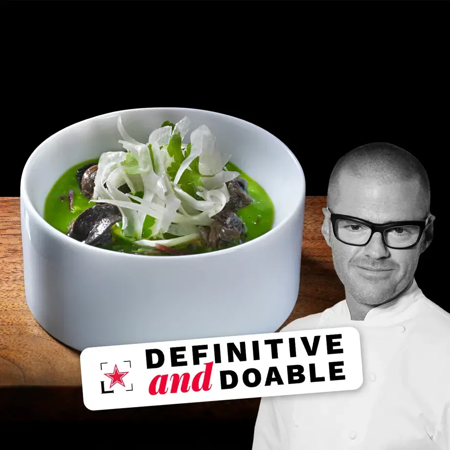 Chef Heston Blumenthal and his snail porridge dish.