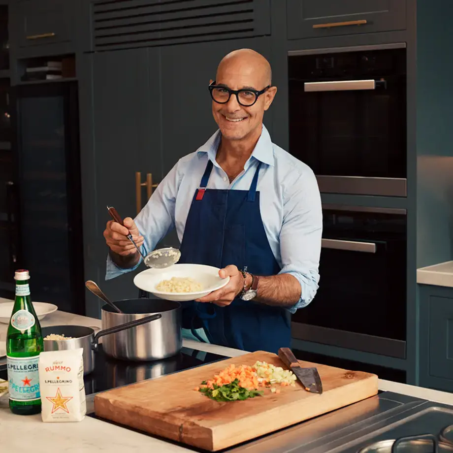 Stanley Tucci in the kitchen.