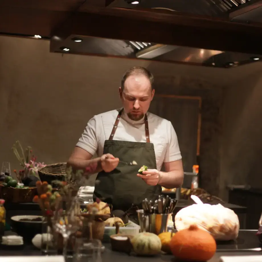 Chef working in a kitchen.