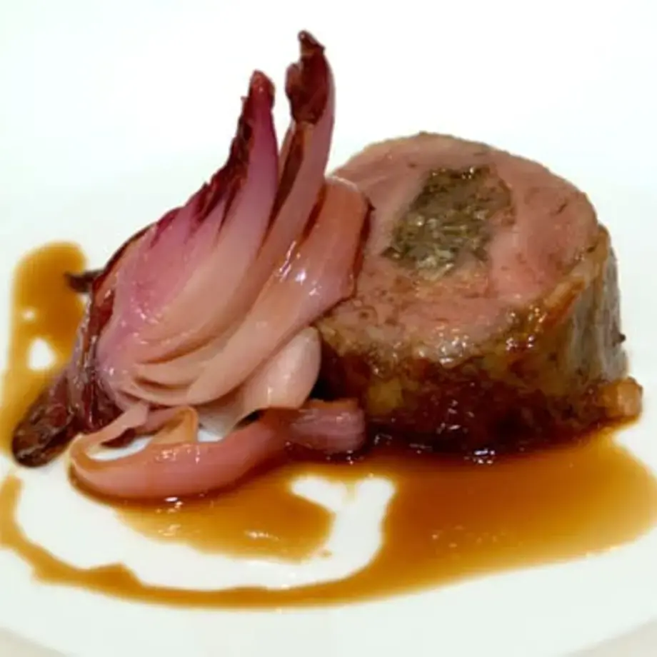 Thigh Of Lamb Stuffed With Radicchio And Red Tropea Onions