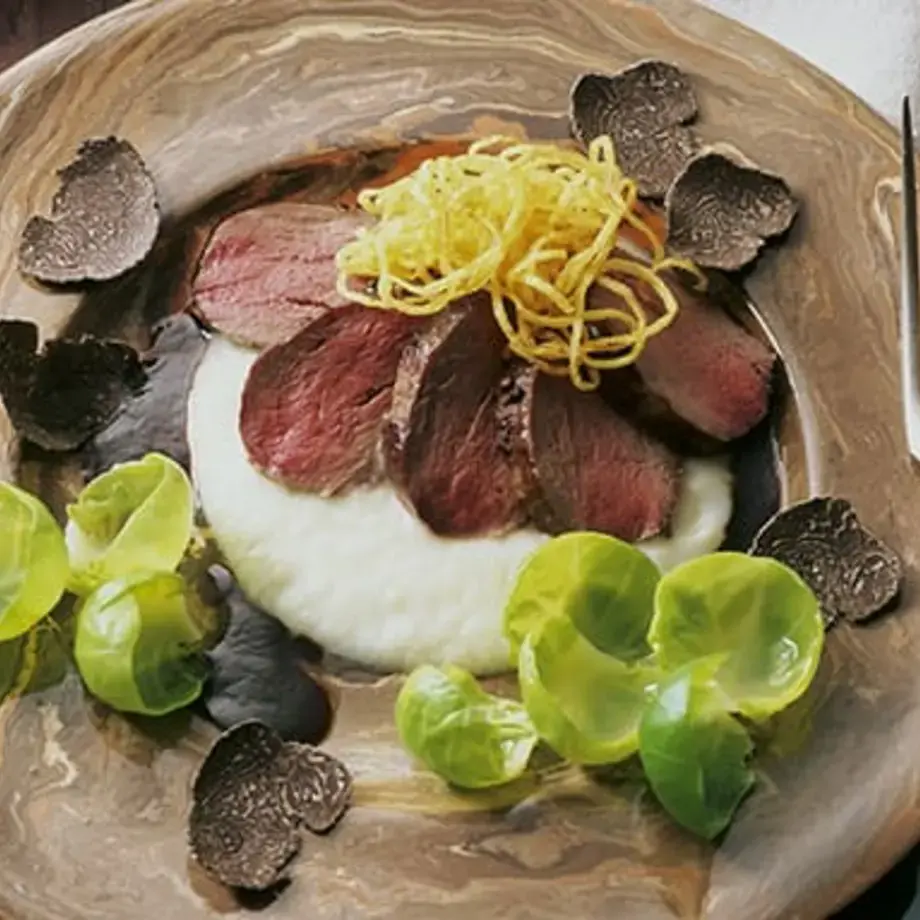 Venison with Parsnip Foam and Truffles