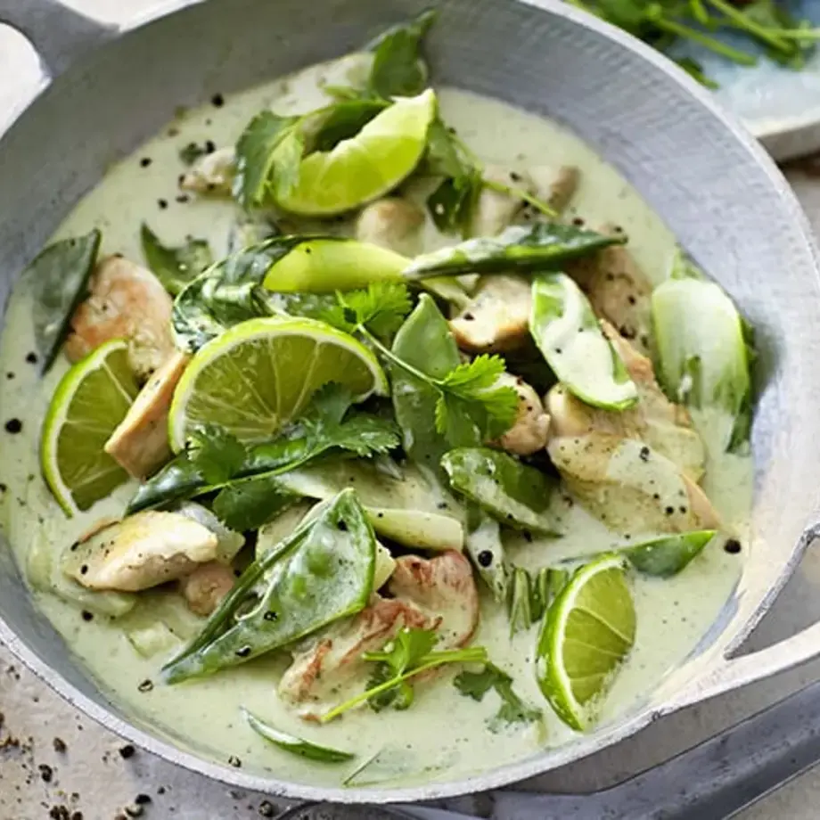 Green Matcha Chicken Curry with Lime
