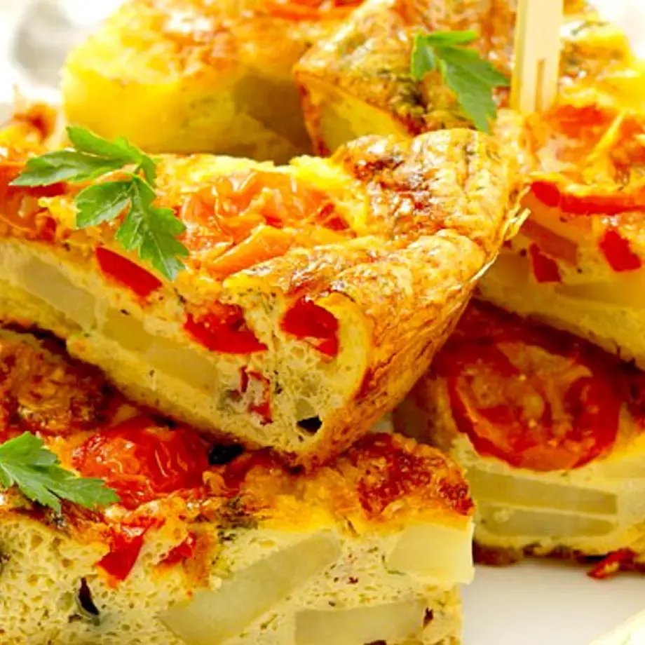 Potato Tortilla with Pepper and Tomato