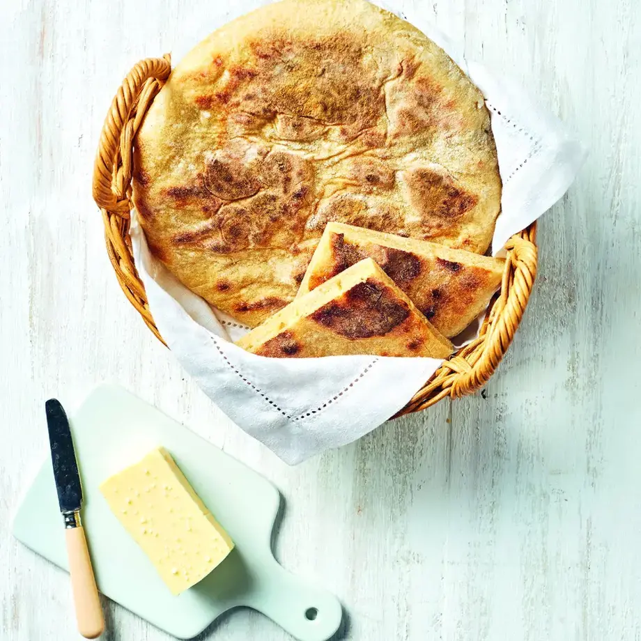 Stone-baked wheat bread and butter.