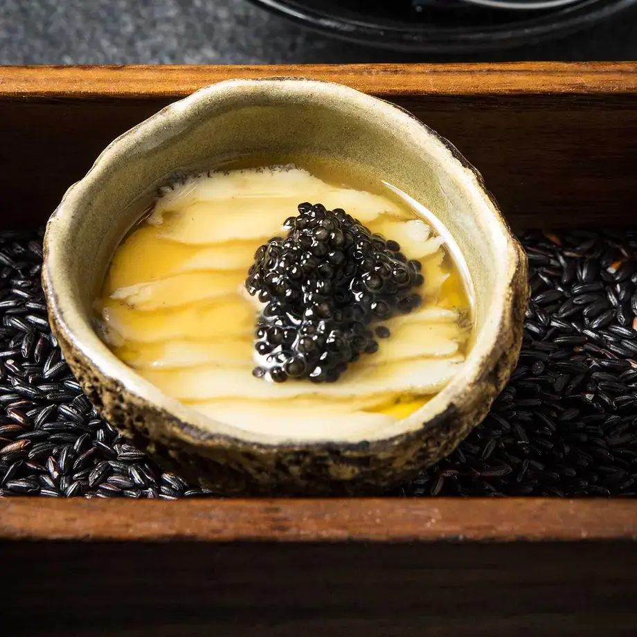 Ostrich Egg and Abalone Custard with African Caviar Peter Tempelhoff