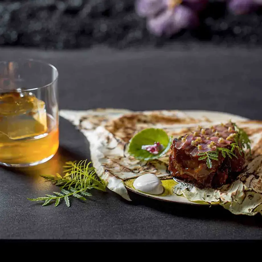 cabbage marrow, sour cream and demiglace made of root peels