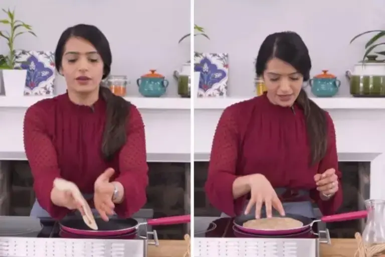 chapatis on hot pan