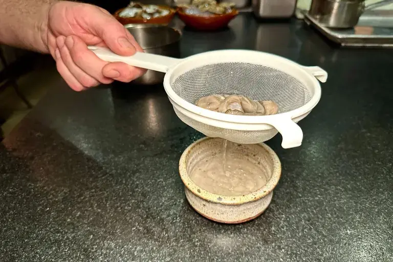 Straining Oysters