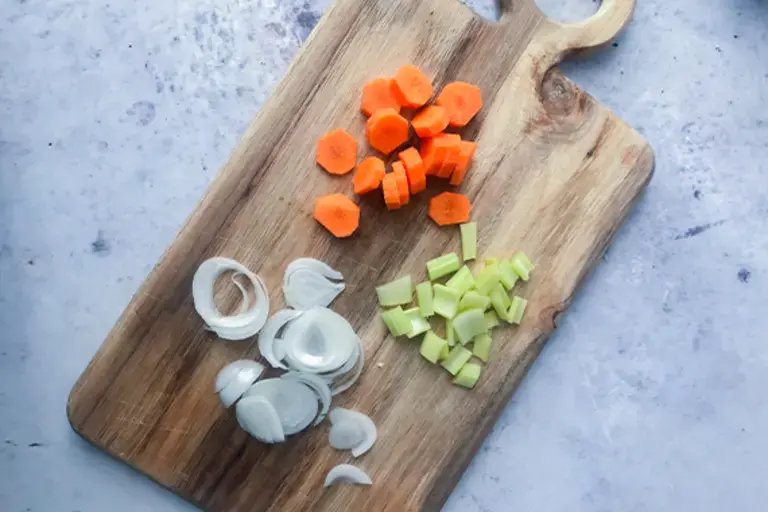 chopped celery, carrot and onion