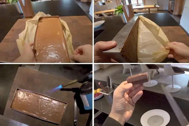 cutting the Chocolate truffle slice