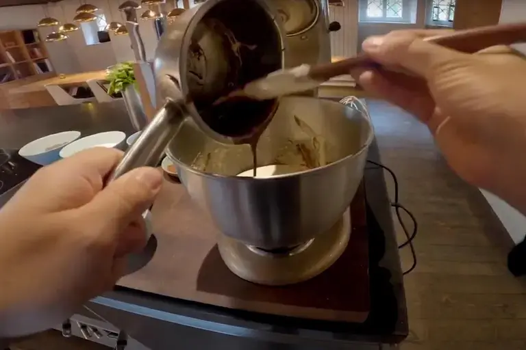 chocolate into egg-sugar for chocolate truffle slice recipe
