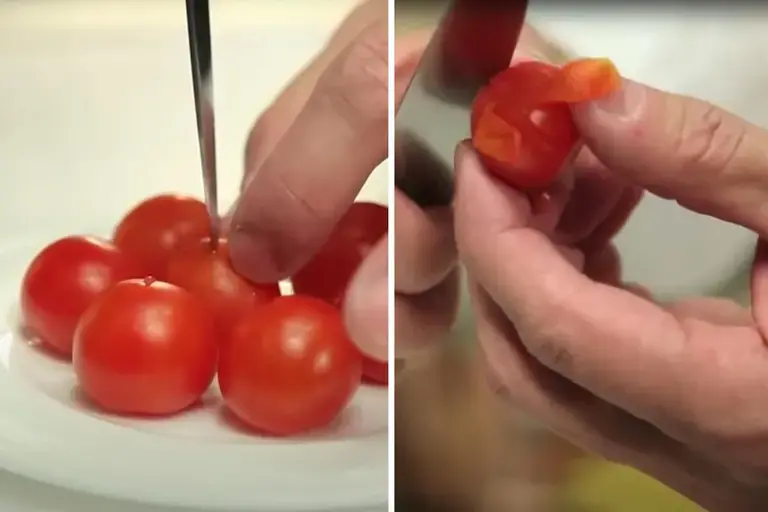 cutting pachino for spaghetti with tomato sauce Davide Oldani