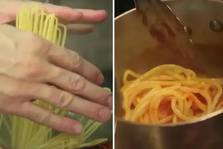 cooking spaghetti for spaghetti with tomato sauce Davide Oldani