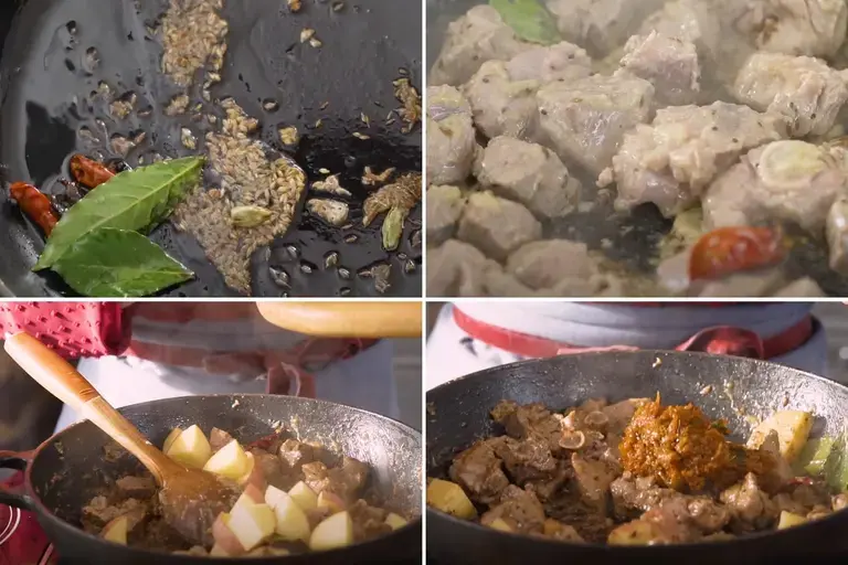 Lamb and spices for Palak Gosht