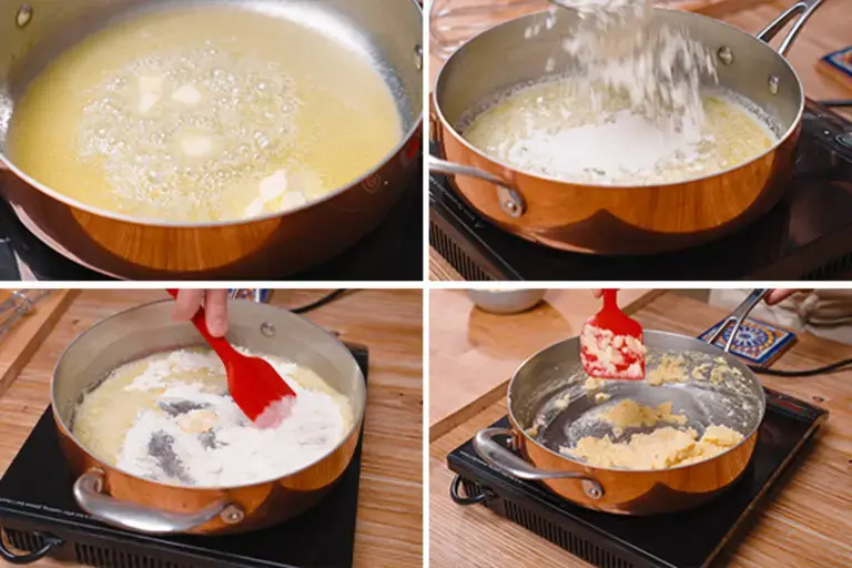 Making a roux.
