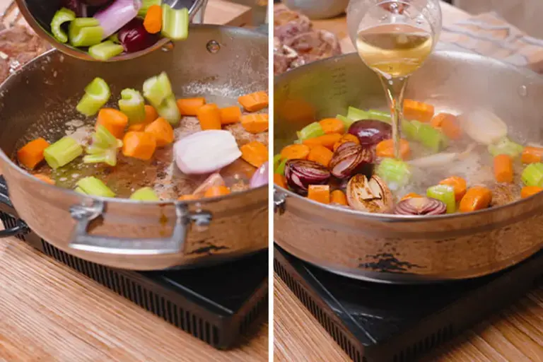 Frying the vegetables.