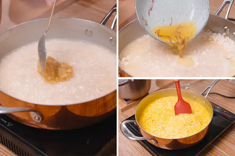 Soaking the saffron.