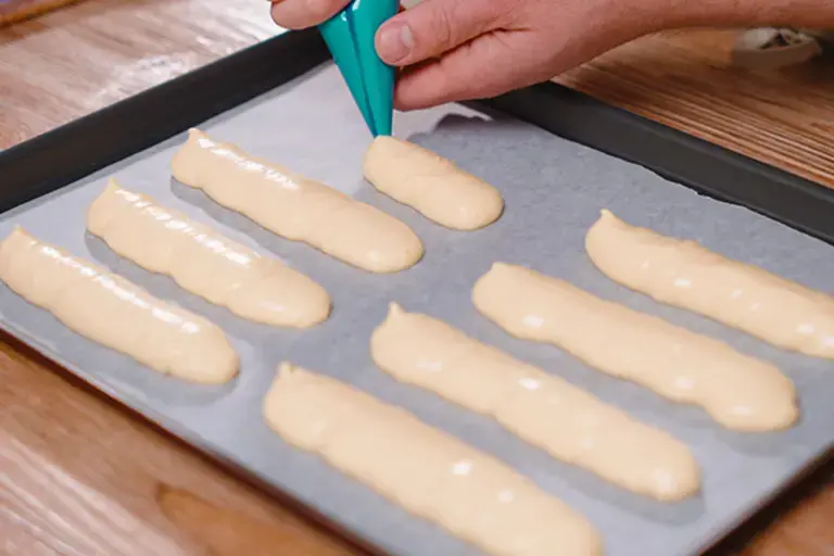 Piping the mixture.