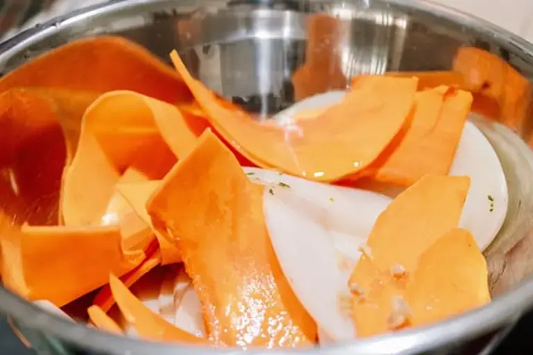 pumpkin thinly into mandolin Courtesy of Chef Kezia Kristel