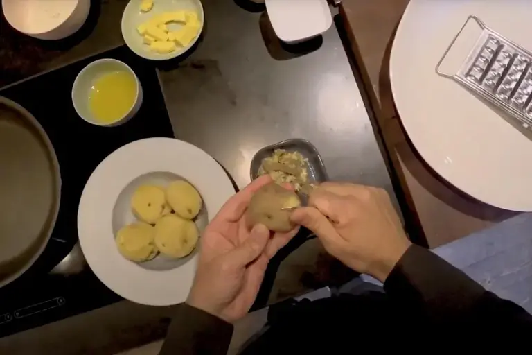 Peeling potatoes