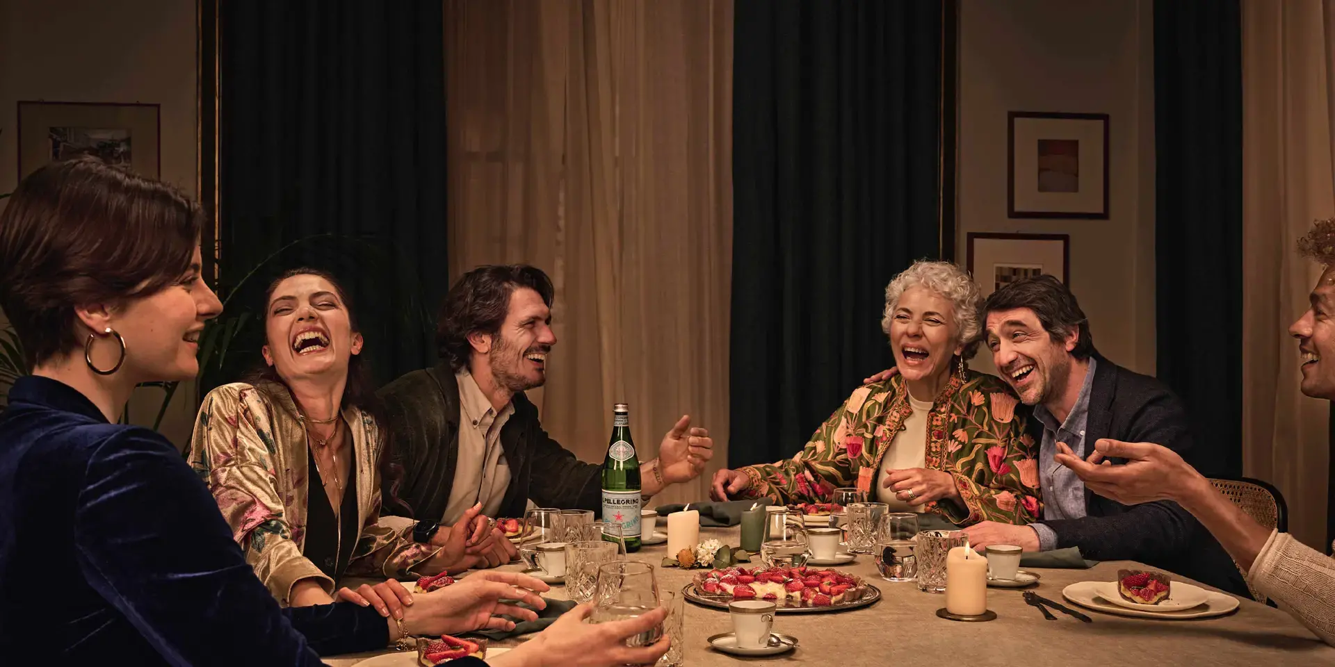 Friends dining at home with S.Pellegrino