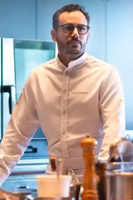 Chef Cèsar Troisgros in the kitchen.