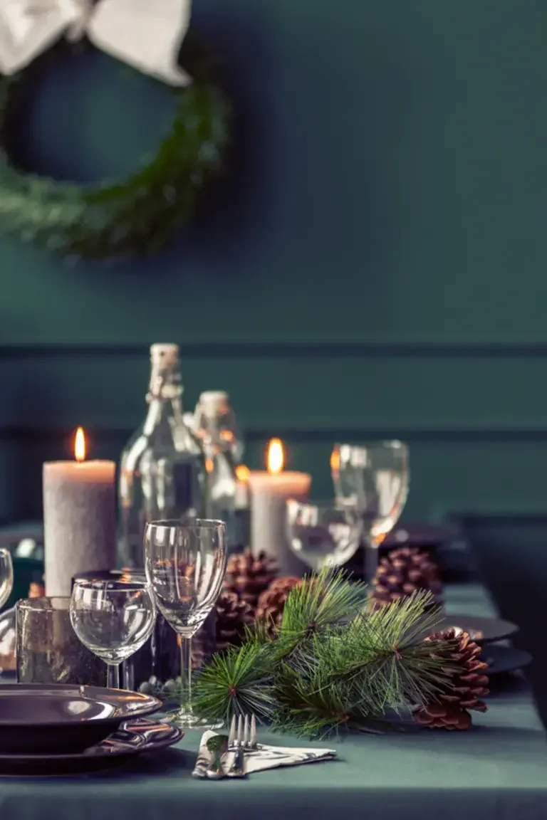 A Christmas table setting.