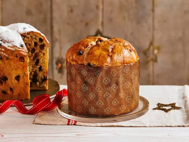 Panettones on a table.