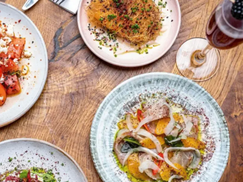 Dishes at Burnt Orange vegetarian restaurant in Brighton.