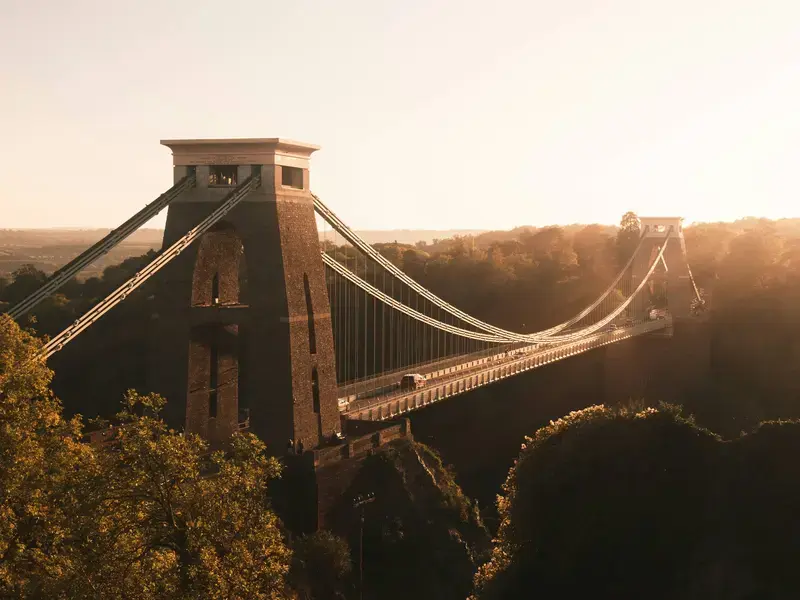 Clifton Suspension Bridge, Bristol at golden hour.