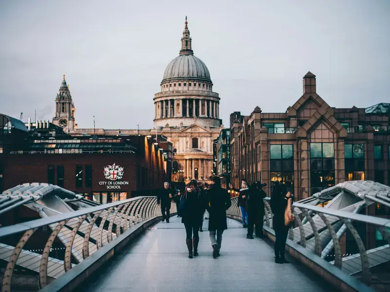 View of London's St Paul's Cathedral from Millennium Bridge.
