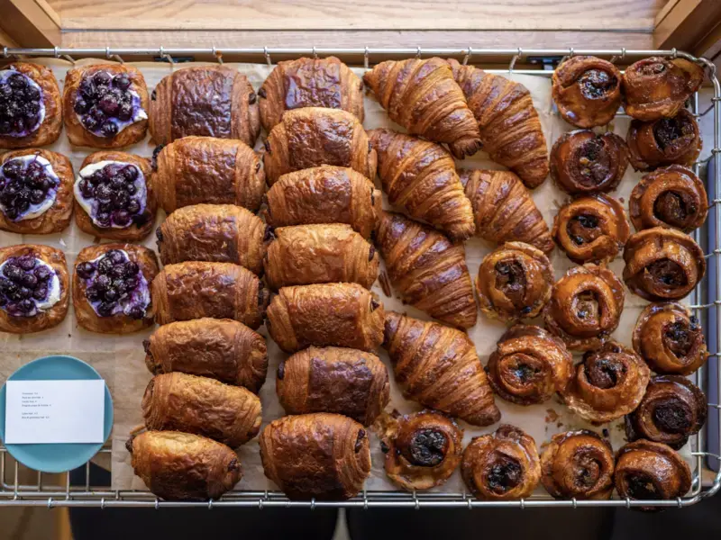 A selection of pastries at a London bakery.