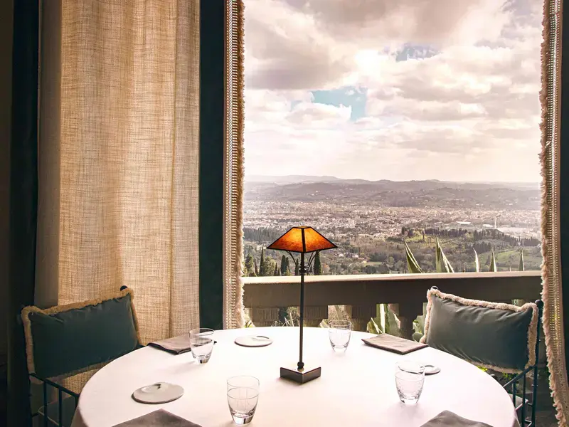 A table at La Loggia overlooking Florence.
