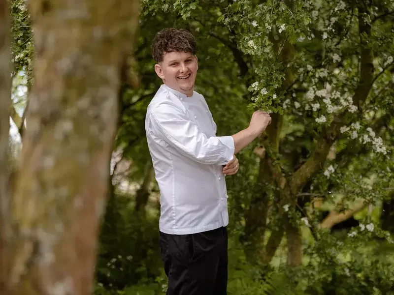 Chef Calum Montgomery in the garden.