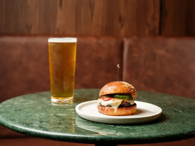 Burger and pint at The Salusbury gastropub.