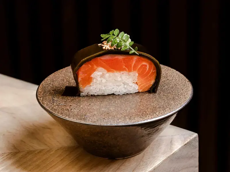 A piece of sushi at Sushi Amamoto in London.