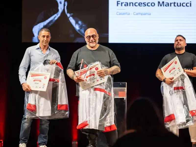 50 top pizza award winners on stage