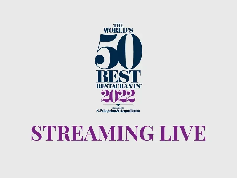 50 Best Restaurants logo and 'streaming live'