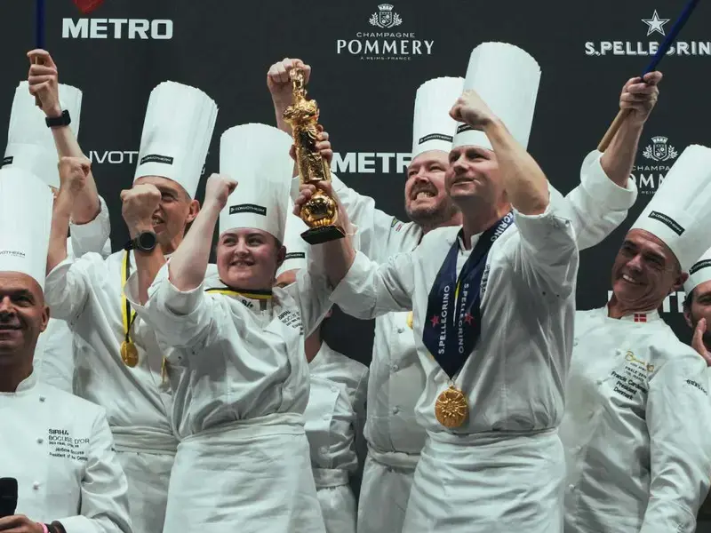 Team Denmark celebrate winning the Bocuse d'Or 2023