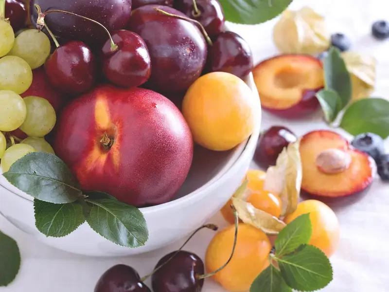 A selection of summer fruits.
