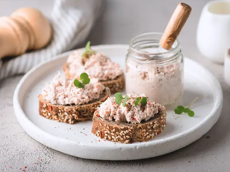 Tuna spread on bread.