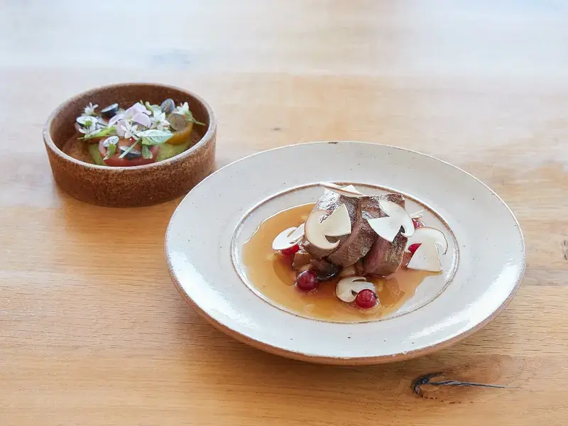 A dish of aged roe deer at Hjem restaurant.