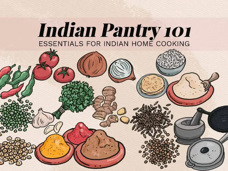 Indian pantry illustration.