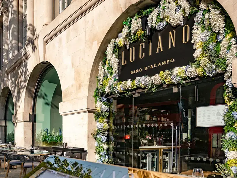 Exterior of Luciano by Gino D'Acampo in London.