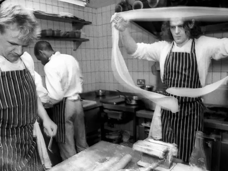 Gordon Ramsay and Marco Pierre White in the kitchen.